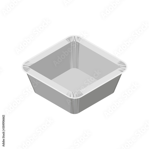 Takeout Aluminum Square Cups. Isometric colorful illustration. (テイクアウト　アルミの正方形カップ)