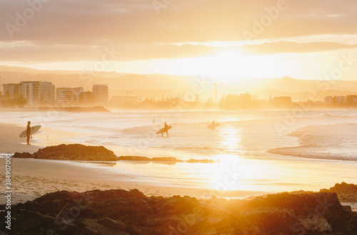 Surfers sunset at snapper rocks, Gold coast photo