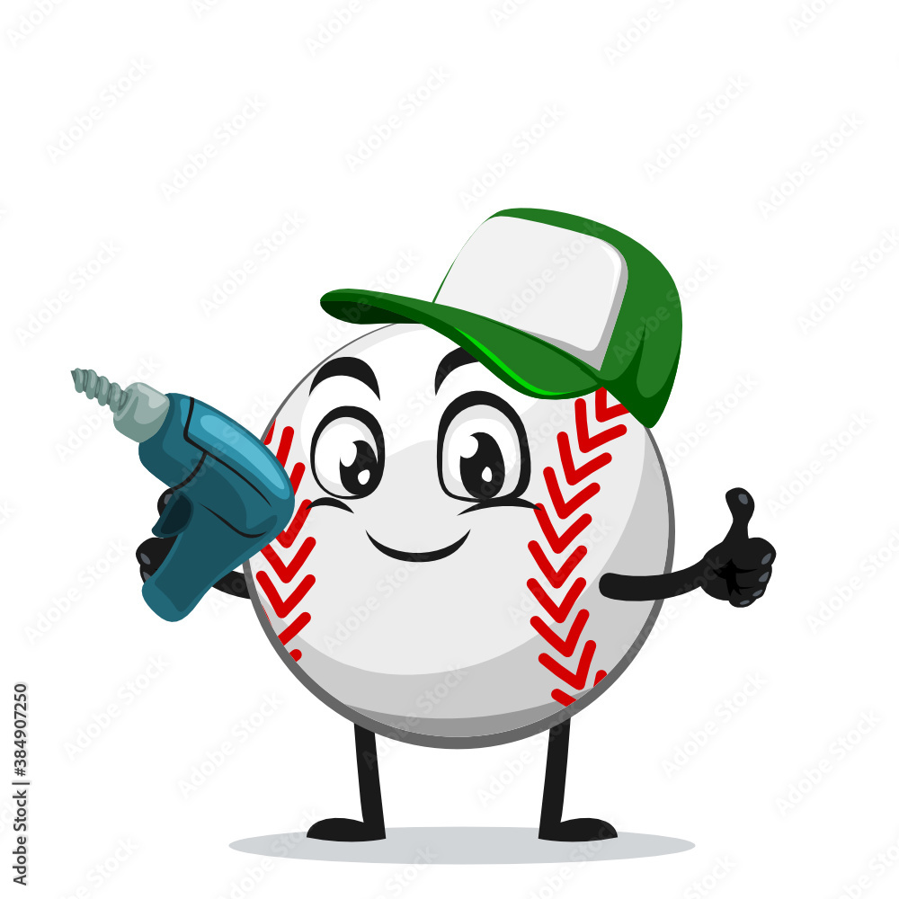 vector illustration of baseball character or mascot holding hand drill vector illustration of baseball character or mascot holding hand drill