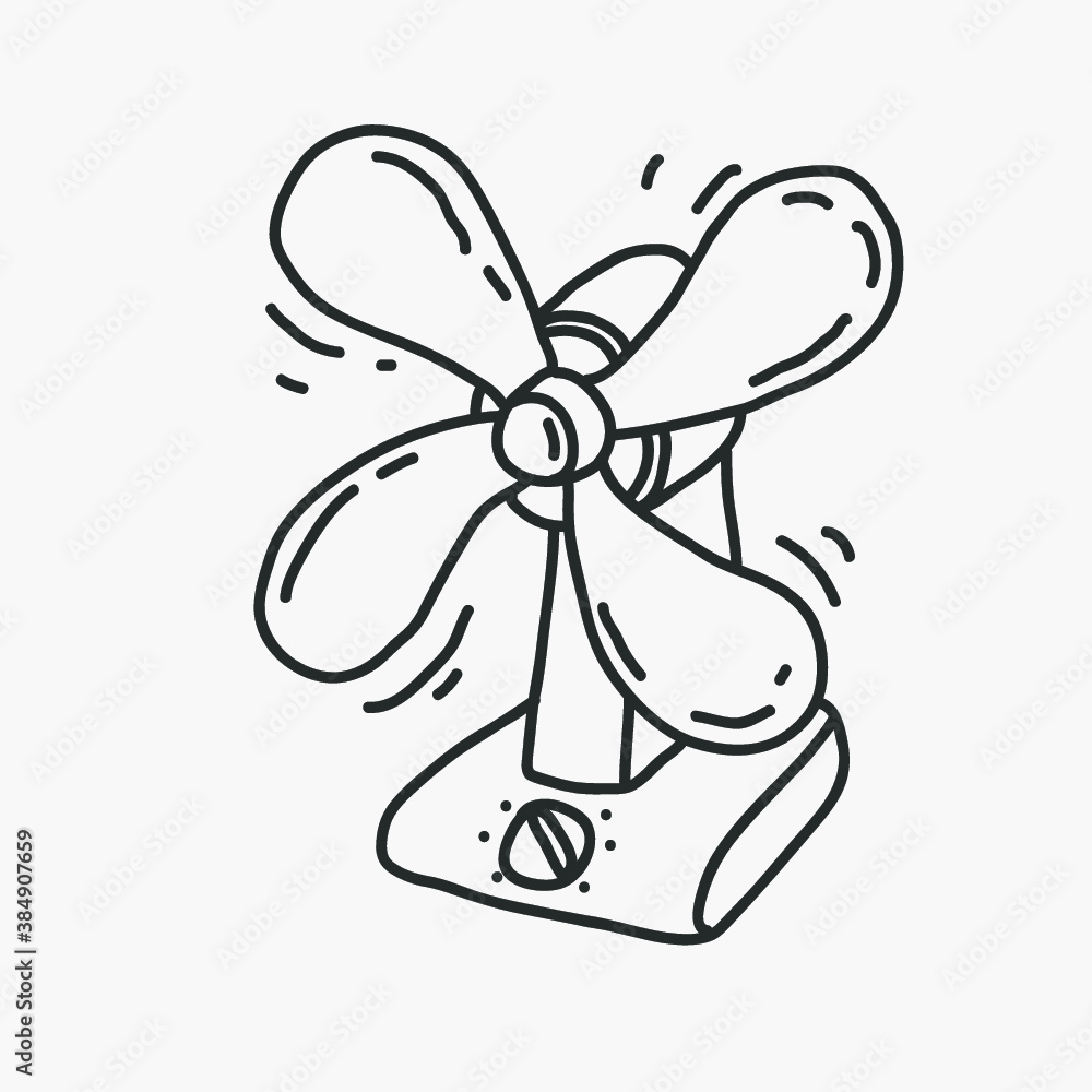fan, doodle style cartoon character, isolated vector illustration.