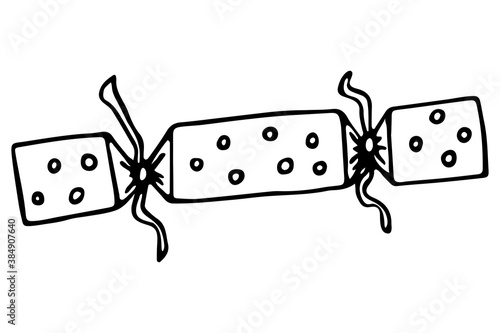 Vector isolated element. Christmas Cracker. New year's decor