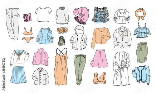 a lot of clothing いろんな種類の洋服イラスト素材セット