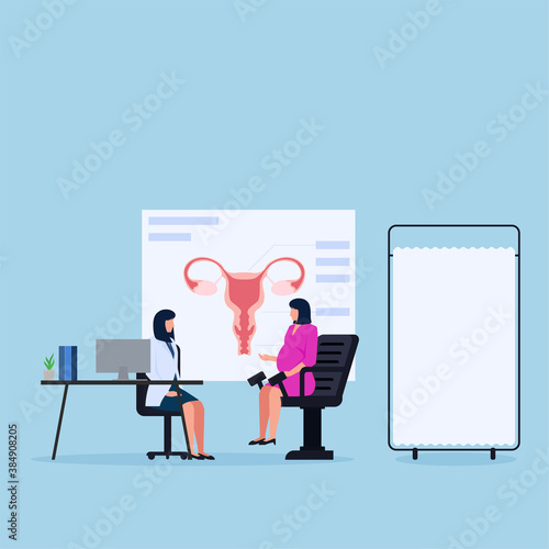 Woman with the doctor in gynecology check up.