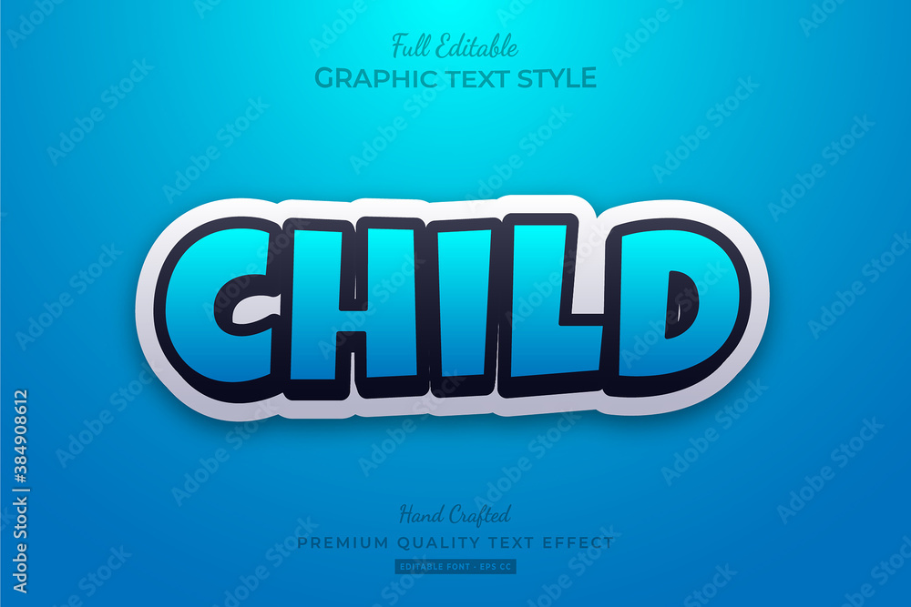 Child Blue Cartoon Editable Premium Text Style Effect