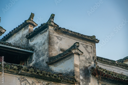  Detail view of architectures in Xidi village, an ancient Chinese village in Anhui Province, China, a UNESCO world cultural heritage site.