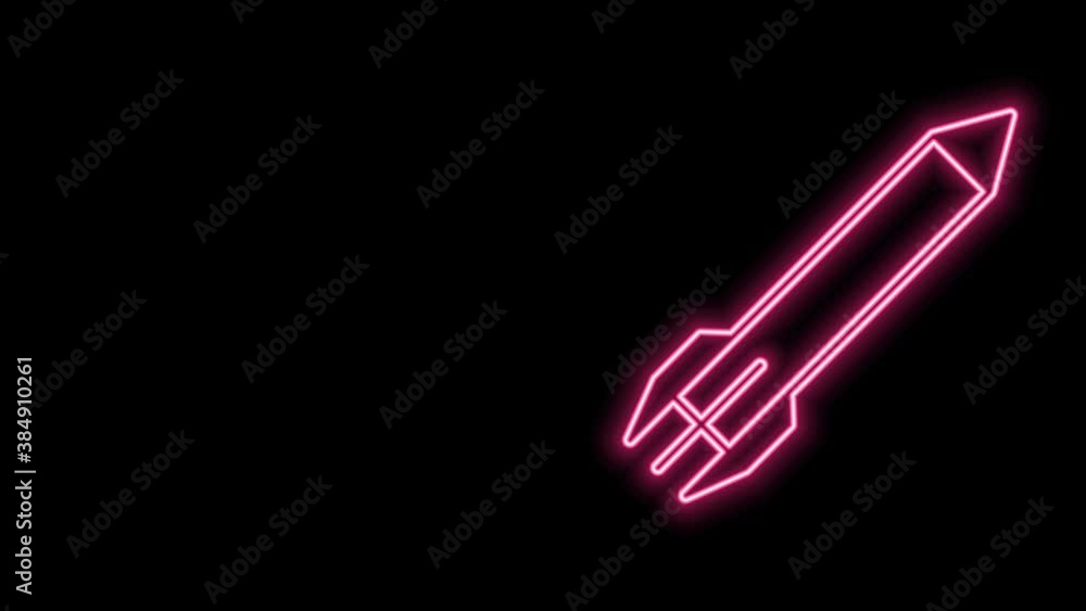 Glowing neon line Rocket icon isolated on black background. 4K Video motion graphic animation Glowing neon line Rocket icon isolated on black background. 4K Video motion graphic animation