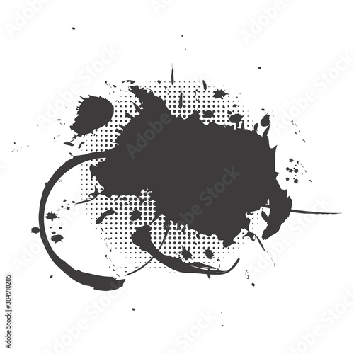 Splashes of black paint. Grunge splash. Stroke ink texture. Vector illustration. Stock image.
