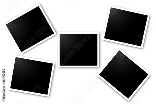 Photo frames on a white background. Blank paintings. Retro photo on the wall. Vector illustration. Stock image.