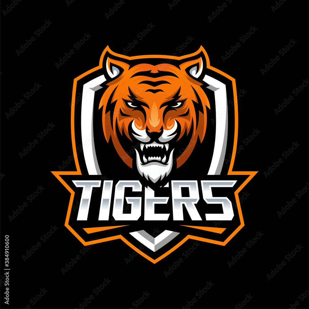 Roaring tiger logo design vector illustration Stock Vector | Adobe Stock