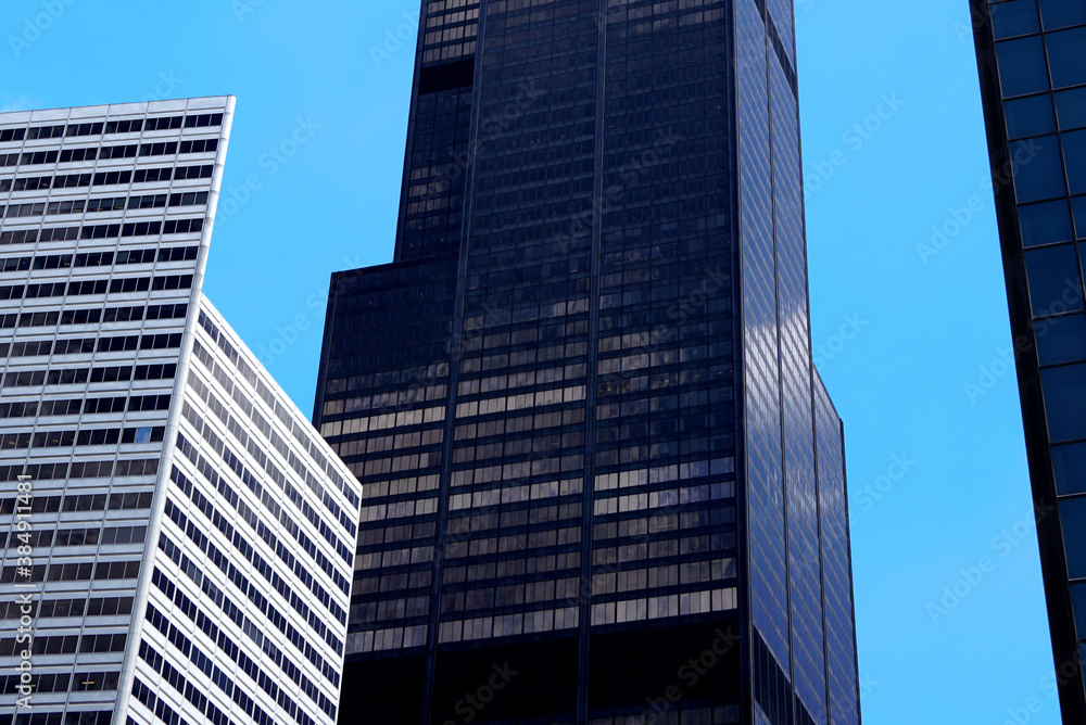 White and black Skyscrapers close-up