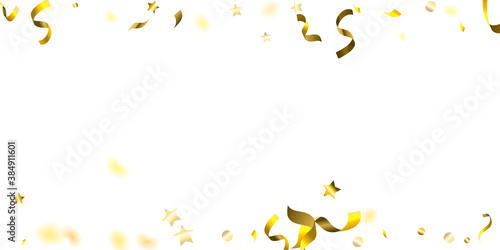 Holiday Serpentine. Gold Foil Streamers Ribbons.