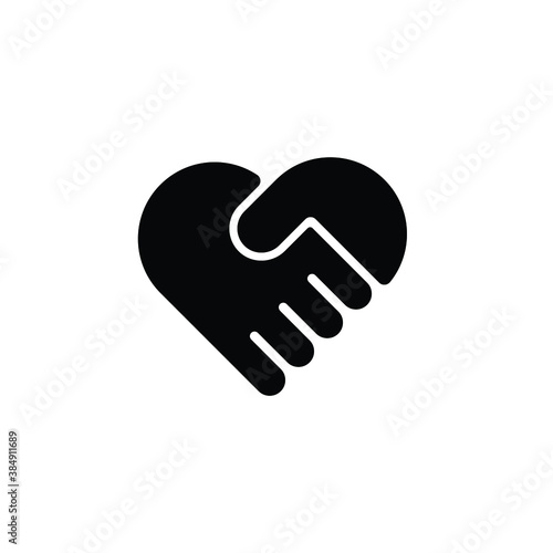 Hand shaken heart icon vector