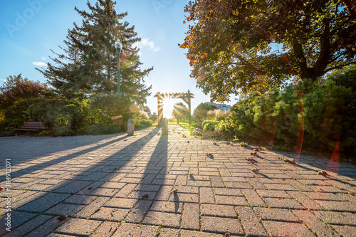 Fototapeta Naklejka Na Ścianę i Meble -  Barrie park sunset light 