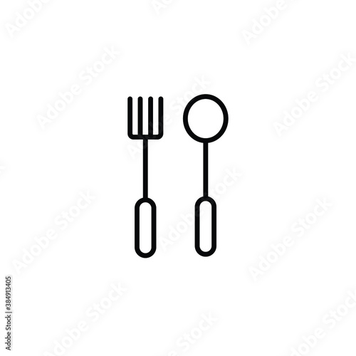 Spoon and fork thin icon vector