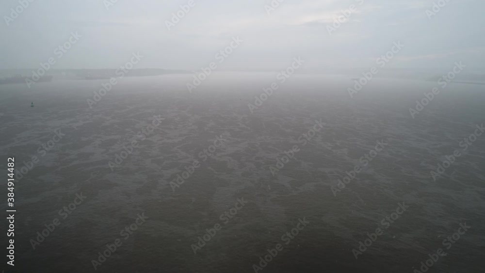 Aerial View Flying over Delaware River During Rain Storm Philadelphia Aerial View Flying over Delaware River During Rain Storm Philadelphia