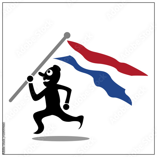 Man Running With Dutch flag, illustration in vector format - stock illustration.