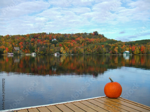 Photography autumn landscape with lake