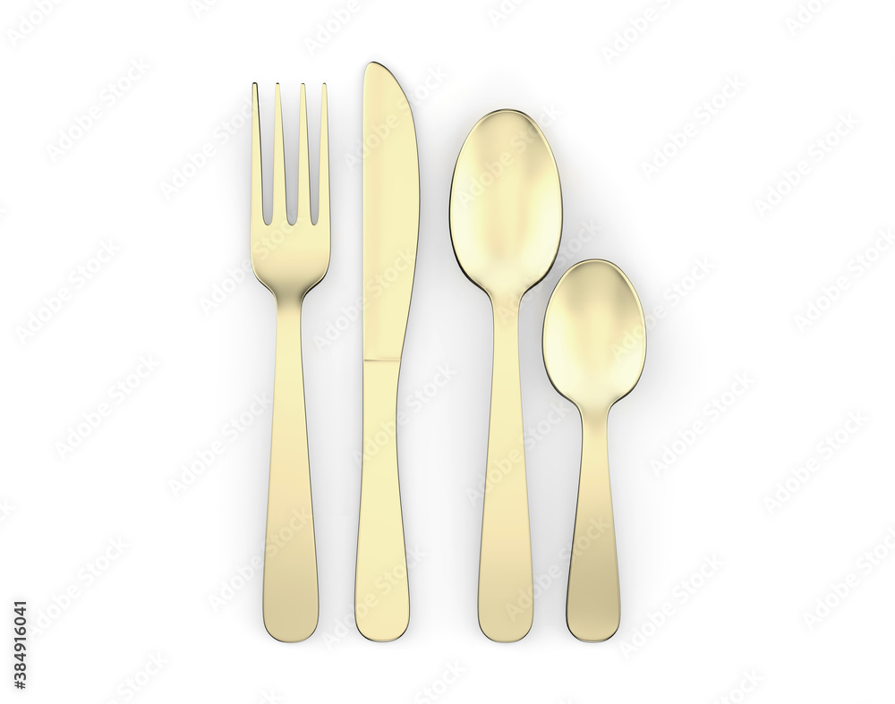 Fancy Design Stainless Steel Dinner Fork Knife And Spoon Flatware Set For Mockup And Branding. 3d render illustration. Fancy Design Stainless Steel Dinner Fork Knife And Spoon Flatware Set For Mockup And Branding. 3d render illustration.