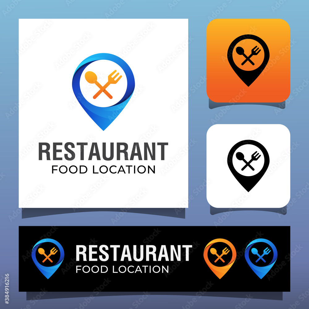 Restaurant food location with a concept pin logo design