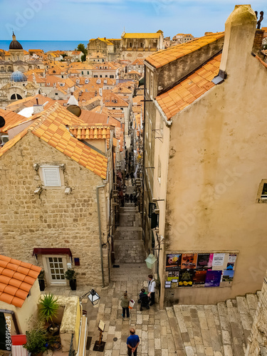 narrow and long street in city old town