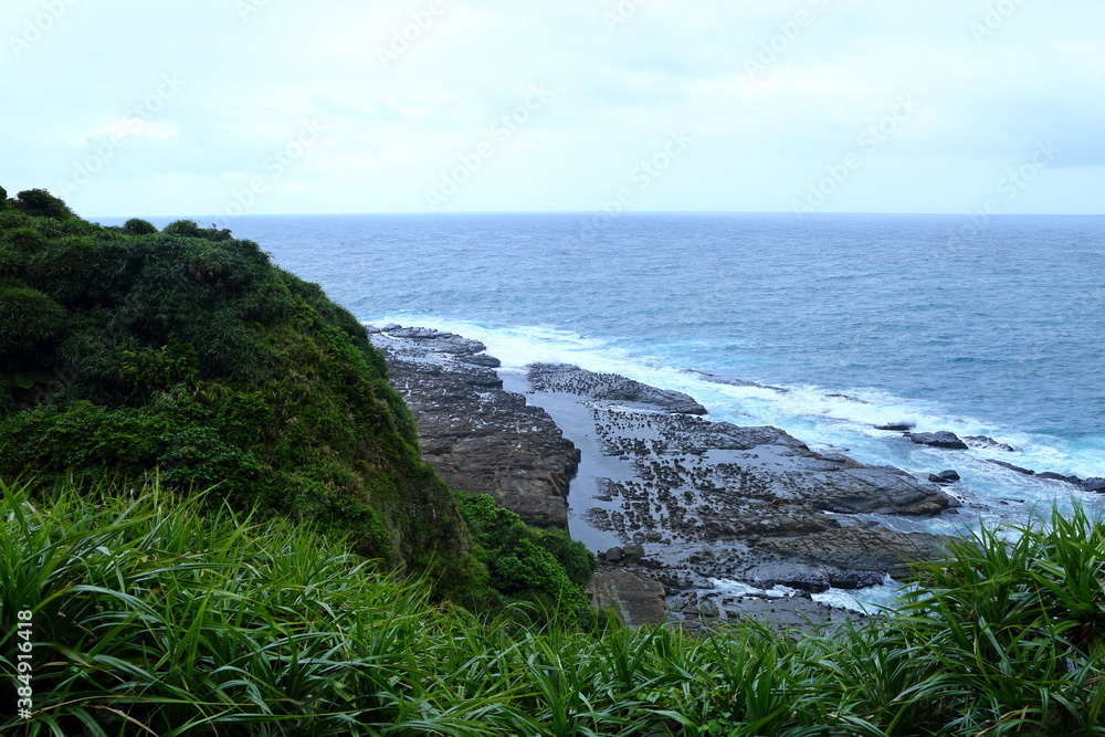 Coastal rock formations at Northeast Coast National Scenic Area, Taipei, Taiwan.
