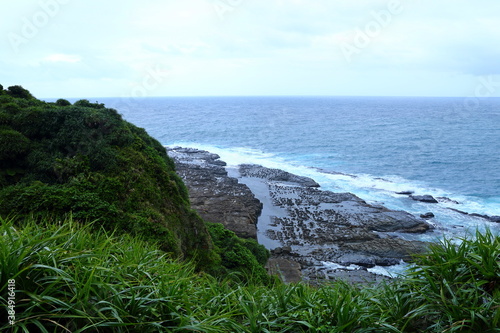 Coastal rock formations at Northeast Coast National Scenic Area, Taipei, Taiwan.
