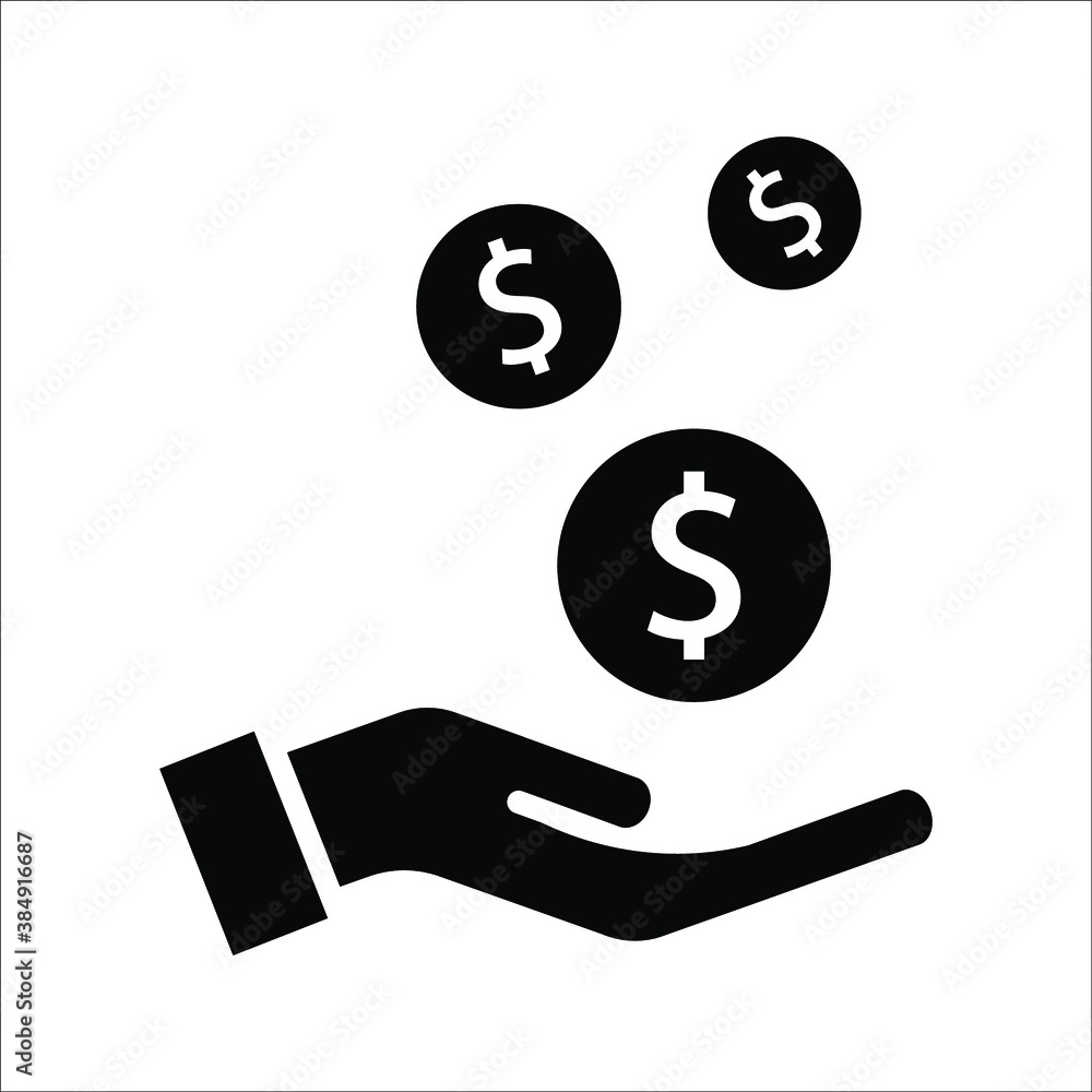 save money icon, salary money, invest finance, hand holding dollar. symbols on white background save money icon, salary money, invest finance, hand holding dollar. symbols on white background