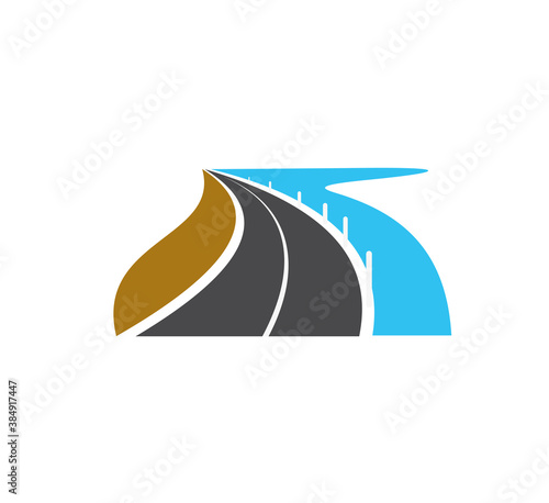 Road icon or highway street drive, vector travel and speed path symbol. Transport traffic way asphalt sign, roadside journey or race trip, isolated icon of road direction, navigation and construction