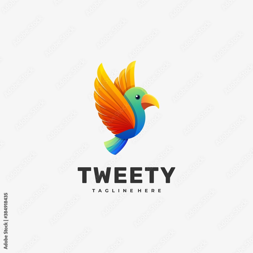 Obraz premium Vector Logo Illustration Bird Gradient Colorful Style.