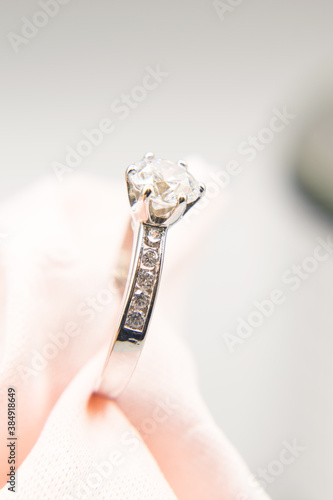 The diamond silver ring for wedding 