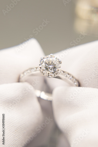 The diamond silver ring for wedding 