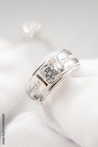 The diamond silver ring for wedding 