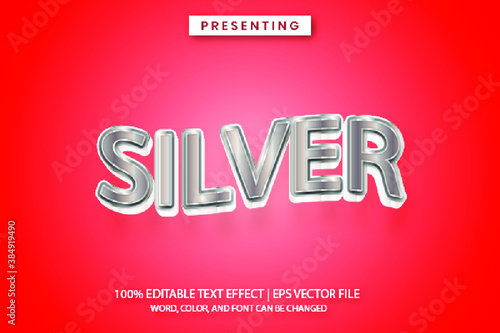 Editable Text Effect - Silver color