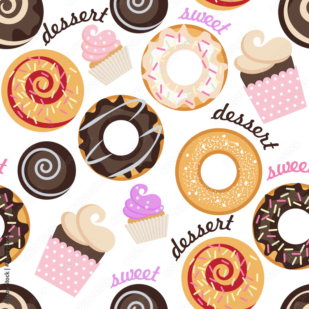 sweet donuts. seamless pattern sweet donuts. seamless pattern