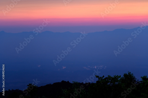 sunset sky on mountain hill, photo with partly blur and also had noise & gain