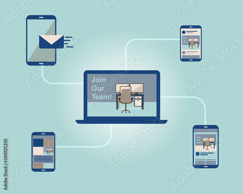 social recruiting to recruit candidates through social media platforms vector 