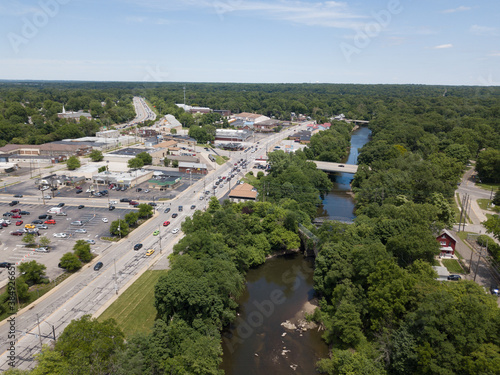 Cuyahoga River in Cuyahoga Falls, Ohio aerial photography