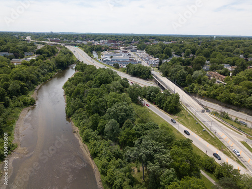 Cuyahoga River in Cuyahoga Falls, Ohio aerial photography photo