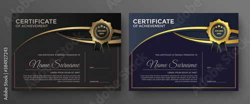Golden black certificate template design.