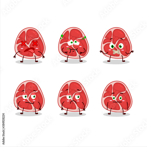 Ham cartoon in character with nope expression