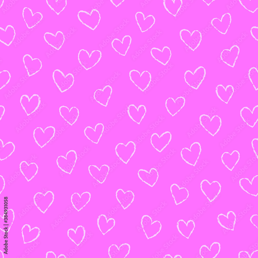 Abstract hand drawn hearts seamless pattern. Cute hearts vector illustration background. Pattern design illustration for print, web, home decor, fashion, surface, graphic design
