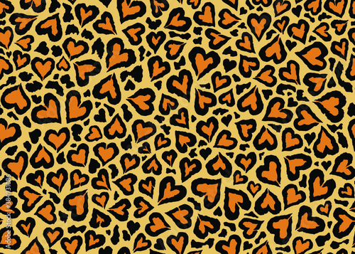 Leopard skin pattern design. Abstract love shape leopard print vector illustration background. Wildlife fur skin design illustration for print, web, home decor, fashion, surface, graphic design 
