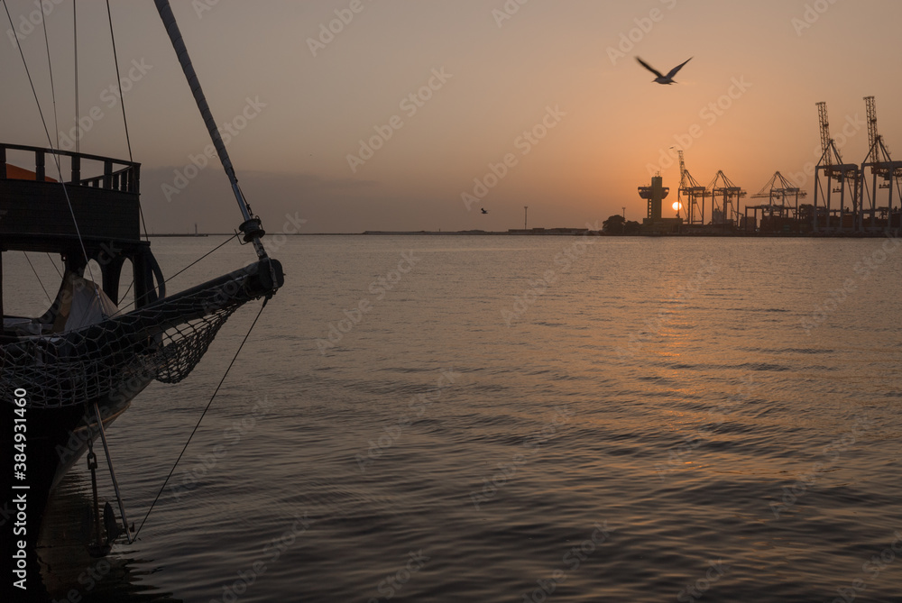 Sunrise in Odessa City Port
