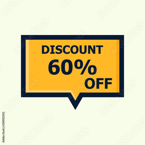 Sale discount icon with white background. Special offer price signs, Discount 60% OFF