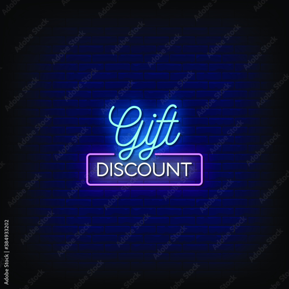 Gift Discount Neon Signs Style Text Vector
