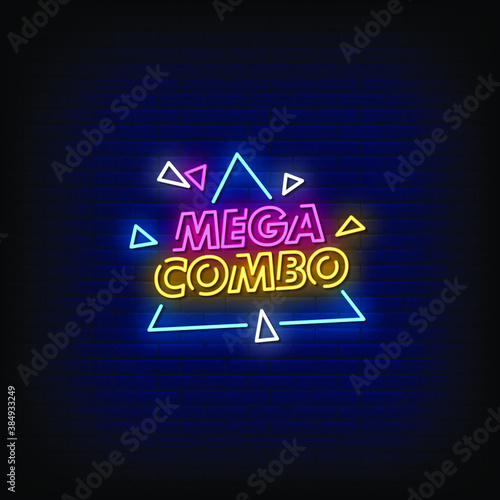 Mega Combo Neon Signs Style Text Vector