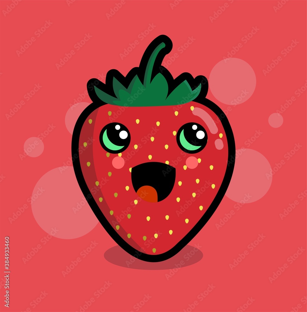 Obraz premium strawberry cartoon illustration cute happy funy