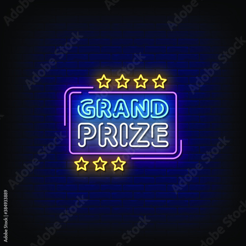 Grand Prize Neon Signs Style Text Vector