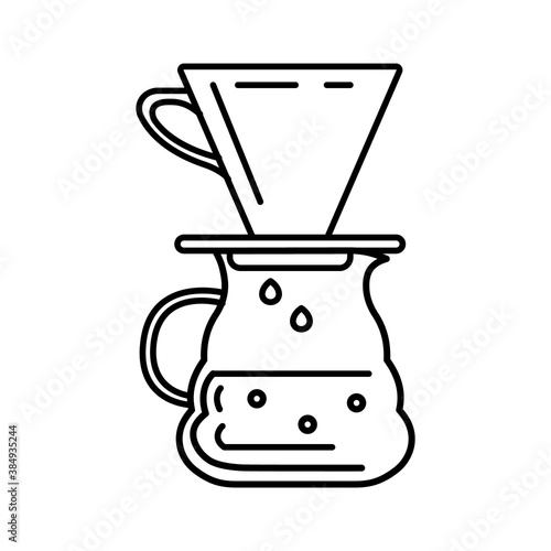 Hario, pour over . Alternative ways of brewing coffee. Vector outline icon.