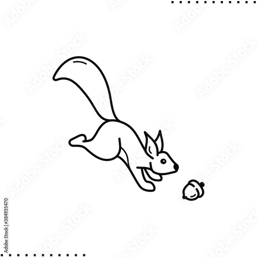 squirrel in search of food vector icon in outline